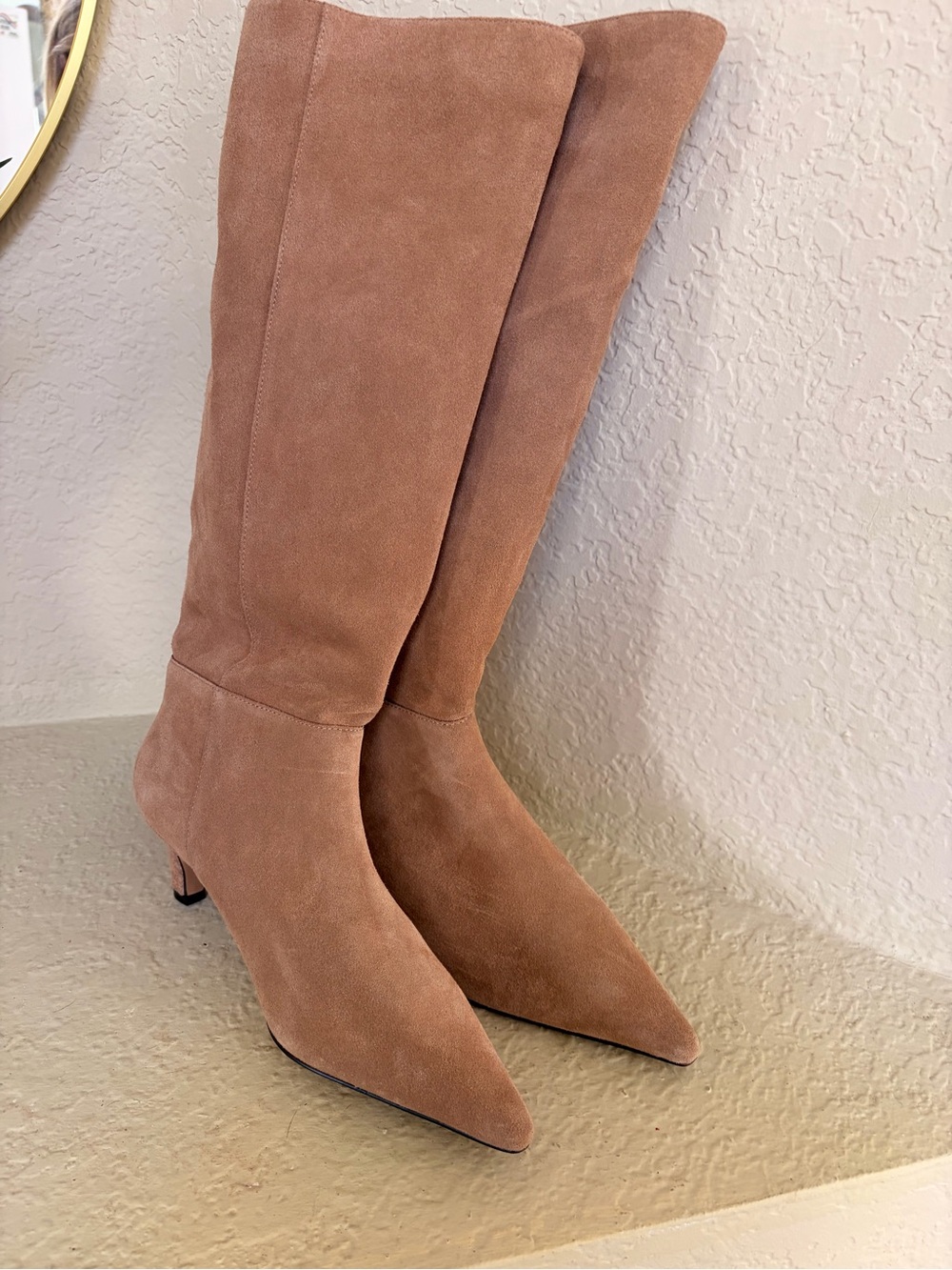 Ann Taylor Over-the-Knee Suede Boots in Nude - Picture 6 of 7